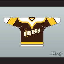 Load image into Gallery viewer, Rick Lemay 1 Binghamton Broome Dusters Brown Hockey Jersey 2