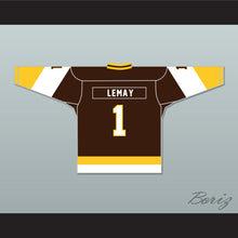 Load image into Gallery viewer, Rick Lemay 1 Binghamton Broome Dusters Brown Hockey Jersey 3