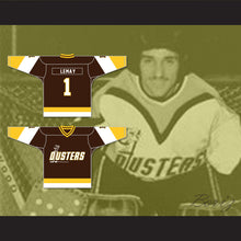 Load image into Gallery viewer, Rick Lemay 1 Binghamton Broome Dusters Brown Hockey Jersey 3
