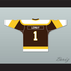 Rick Lemay 1 Binghamton Broome Dusters Brown Hockey Jersey