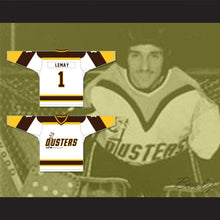 Load image into Gallery viewer, Rick Lemay 1 Binghamton Broome Dusters White Hockey Jersey 3