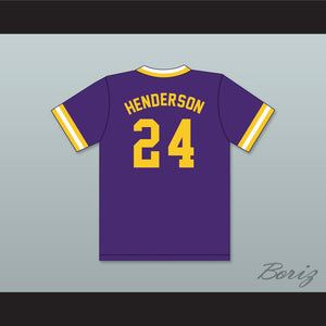 Ricky Henderson 24 Oakland Technical High School Bulldogs Purple Baseball Jersey 2
