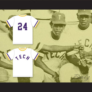 Ricky Henderson 24 Oakland Technical High School Bulldogs White Baseball Jersey 1