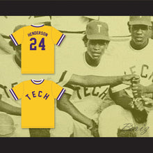 Load image into Gallery viewer, Ricky Henderson 24 Oakland Technical High School Bulldogs Yellow Baseball Jersey 2