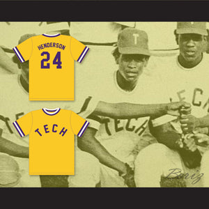 Ricky Henderson 24 Oakland Technical High School Bulldogs Yellow Baseball Jersey 2