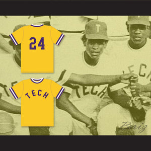 Ricky Henderson 24 Oakland Technical High School Bulldogs Yellow Baseball Jersey 1