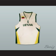 Load image into Gallery viewer, Rimantas Kaukenas 4 Lietuva Lithuania White Basketball Jersey