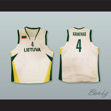 Load image into Gallery viewer, Rimantas Kaukenas 4 Lietuva Lithuania White Basketball Jersey