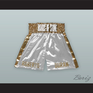 Roberto 'Hands of Stone' Duran White/Gold Boxing Shorts
