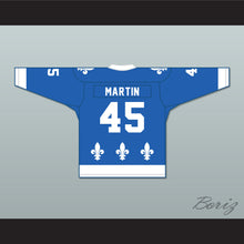 Load image into Gallery viewer, Robert Martin 45 Le National de Québec Blue Hockey Jersey- Lance et compte (He Shoots, He Scores)