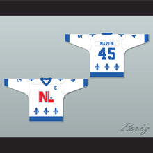 Load image into Gallery viewer, Robert Martin 45 Le National de Québec White Hockey Jersey- Lance et compte (He Shoots, He Scores)