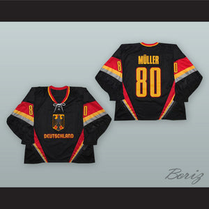 Robert Muller 80 Germany National Team Black Hockey Jersey