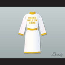 Load image into Gallery viewer, Roberto &#39;Hands of Stone&#39; Duran White and Gold Satin Full Boxing Robe