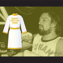 Load image into Gallery viewer, Roberto &#39;Hands of Stone&#39; Duran White and Gold Satin Full Boxing Robe