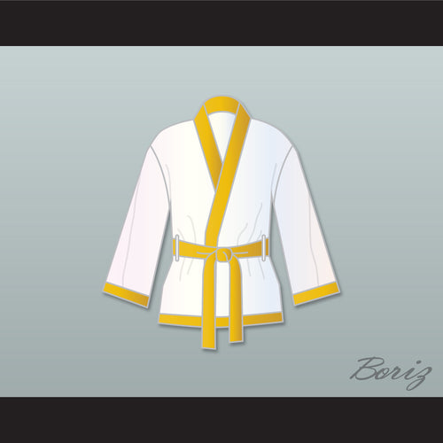 Roberto 'Hands of Stone' Duran White and Gold Satin Half Boxing Robe