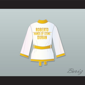 Roberto 'Hands of Stone' Duran White and Gold Satin Half Boxing Robe