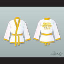 Load image into Gallery viewer, Roberto &#39;Hands of Stone&#39; Duran White and Gold Satin Half Boxing Robe