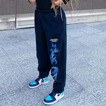 Load image into Gallery viewer, Rockmore Gothic Butterfly Lightning Print Sweatpants Women Casual Baggy Sports Joggers High Waisted Trousers Black Cargo Pants