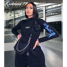 Load image into Gallery viewer, Rockmore Gothic Butterfly Lightning Print Sweatpants Women Casual Baggy Sports Joggers High Waisted Trousers Black Cargo Pants