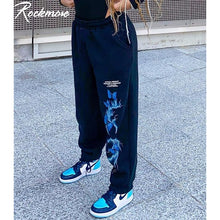 Load image into Gallery viewer, Rockmore Gothic Butterfly Lightning Print Sweatpants Women Casual Baggy Sports Joggers High Waisted Trousers Black Cargo Pants
