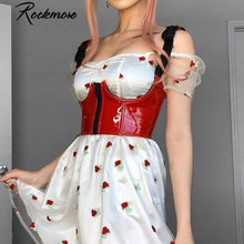 Load image into Gallery viewer, Rockmore Gothic PU Leather Corset Women Lace Up Crop Top Punk Style Corselet Wear Out Bustiers Cummerbunds Tops Streetwear 2021