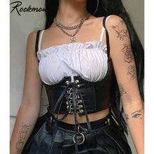 Load image into Gallery viewer, Rockmore Gothic PU Leather Corset Women Lace Up Crop Top Punk Style Corselet Wear Out Bustiers Cummerbunds Tops Streetwear 2021