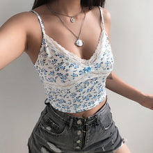 Load image into Gallery viewer, Rockmore Patchwork Lace Sexy Low Cut Tank Top Women Zebra Print Spaghetti Strap Crop Top Streetwear Cami V-Neck Club Party Y2k