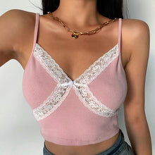 Load image into Gallery viewer, Rockmore Patchwork Lace Sexy Low Cut Tank Top Women Zebra Print Spaghetti Strap Crop Top Streetwear Cami V-Neck Club Party Y2k