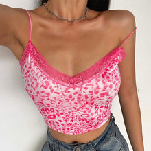 Load image into Gallery viewer, Rockmore Patchwork Lace Sexy Low Cut Tank Top Women Zebra Print Spaghetti Strap Crop Top Streetwear Cami V-Neck Club Party Y2k