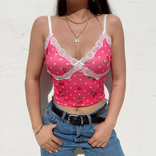 Load image into Gallery viewer, Rockmore Patchwork Lace Sexy Low Cut Tank Top Women Zebra Print Spaghetti Strap Crop Top Streetwear Cami V-Neck Club Party Y2k