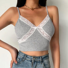 Load image into Gallery viewer, Rockmore Patchwork Lace Sexy Low Cut Tank Top Women Zebra Print Spaghetti Strap Crop Top Streetwear Cami V-Neck Club Party Y2k
