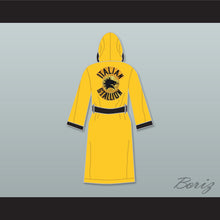 Load image into Gallery viewer, Rocky Italian Stallion Yellow Satin Full Boxing Robe with Hood