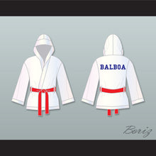 Load image into Gallery viewer, Rocky Balboa White Satin Half Boxing Robe with Hood
