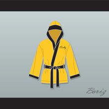 Load image into Gallery viewer, Rocky Balboa Italian Stallion Yellow Satin Half Boxing Robe with Hood