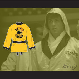 Rocky Balboa Italian Stallion Yellow Satin Half Boxing Robe
