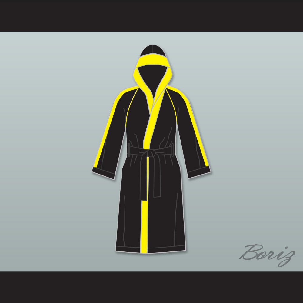 Rocky VI Black Satin Full Boxing Robe with Hood