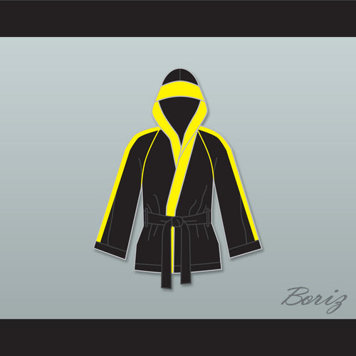 Rocky VI Black Satin Half Boxing Robe with Hood