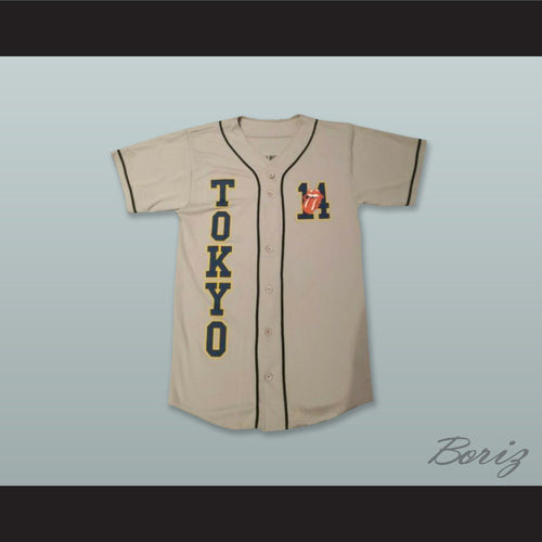 Rolling Stones 14 Tokyo Tan Button Down Baseball Jersey