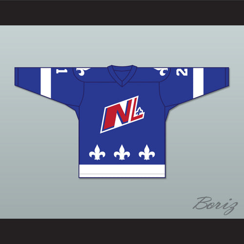 Roma Gauthier 21 Le National de Quebec Blue Hockey Jersey- Lance et compte (He Shoots, He Scores)