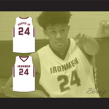 Load image into Gallery viewer, Ron Harper Jr 24 Don Bosco Preparatory High School Ironmen White Basketball Jersey 2