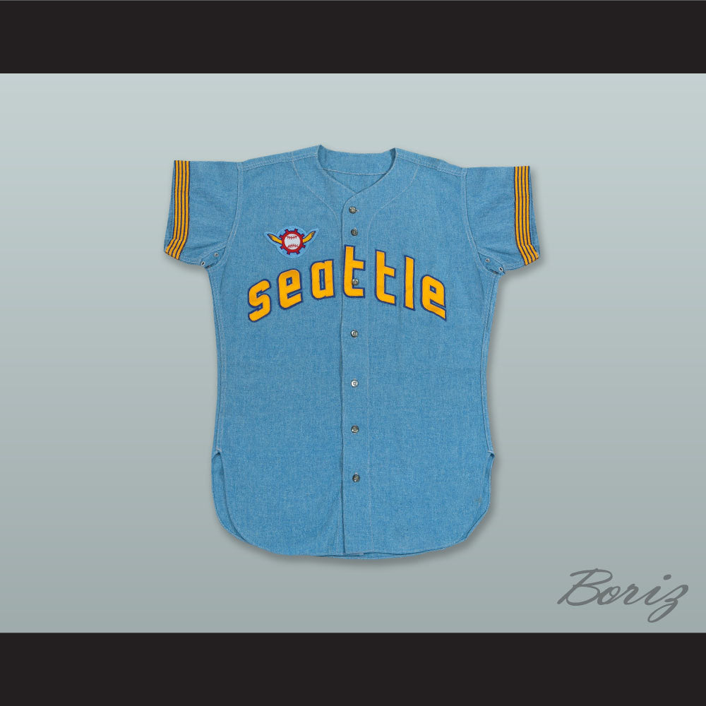 Ron Plaza 7 Seattle Pilots Light Blue Baseball Jersey