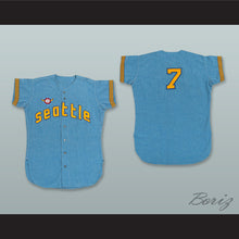 Load image into Gallery viewer, Ron Plaza 7 Seattle Pilots Light Blue Baseball Jersey