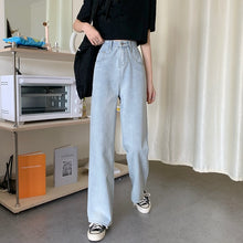 Load image into Gallery viewer, Ropa vaquera de cintura alta para mujer, ropa vaquera de pierna ancha, ropa de calle azul, Pantalones rectos Harajuku Vintage de calidad 2021