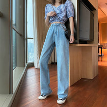 Load image into Gallery viewer, Ropa vaquera de cintura alta para mujer, ropa vaquera de pierna ancha, ropa de calle azul, Pantalones rectos Harajuku Vintage de calidad 2021