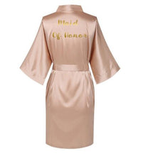 Load image into Gallery viewer, Rose Gold Satin Silk bride robe Wedding Robe Bridesmaid Bride Dressing Gown bridesmaid robes