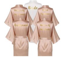 Load image into Gallery viewer, Rose Gold Satin Silk bride robe Wedding Robe Bridesmaid Bride Dressing Gown bridesmaid robes
