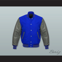 Load image into Gallery viewer, Royal Blue Wool and Gray Lab Leather Varsity Letterman Jacket