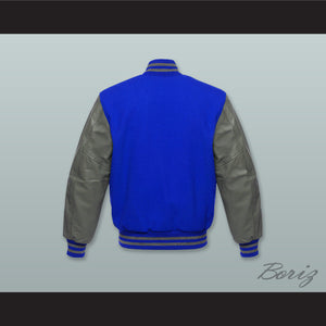 Royal Blue Wool and Gray Lab Leather Varsity Letterman Jacket