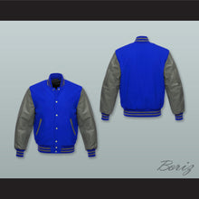 Load image into Gallery viewer, Royal Blue Wool and Gray Lab Leather Varsity Letterman Jacket
