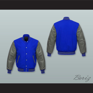 Royal Blue Wool and Gray Lab Leather Varsity Letterman Jacket